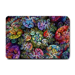 Floral Fractal 3d Art Pattern Small Doormat by Cemarart