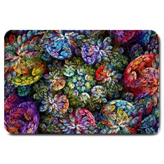 Floral Fractal 3d Art Pattern Large Doormat by Cemarart