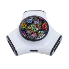 Floral Fractal 3d Art Pattern 3-port Usb Hub by Cemarart