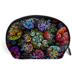 Floral Fractal 3d Art Pattern Accessory Pouch (large) by Cemarart