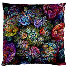 Floral Fractal 3d Art Pattern Large Premium Plush Fleece Cushion Case (one Side) by Cemarart