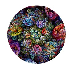 Floral Fractal 3d Art Pattern Mini Round Pill Box by Cemarart