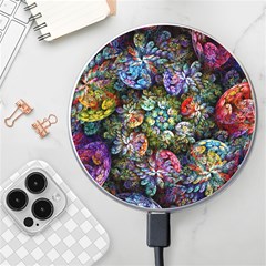 Floral Fractal 3d Art Pattern Wireless Fast Charger(white) by Cemarart