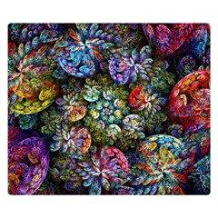 Floral Fractal 3d Art Pattern Premium Plush Fleece Blanket (small) by Cemarart