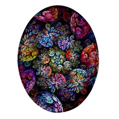 Floral Fractal 3d Art Pattern Oval Glass Fridge Magnet (4 Pack)