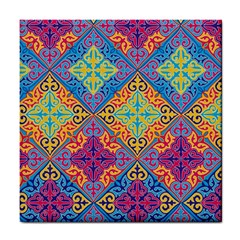 Colorful Flora Flora Kazakh Pattern Tile Coaster