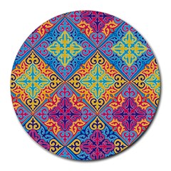 Colorful Flora Flora Kazakh Pattern Round Mousepad