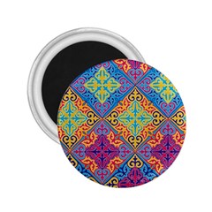 Colorful Flora Flora Kazakh Pattern 2.25  Magnets