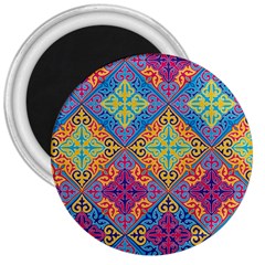 Colorful Flora Flora Kazakh Pattern 3  Magnets