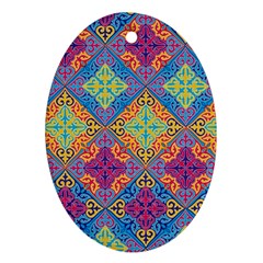 Colorful Flora Flora Kazakh Pattern Ornament (Oval)