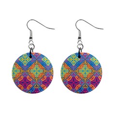 Colorful Flora Flora Kazakh Pattern Mini Button Earrings