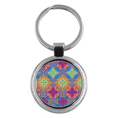 Colorful Flora Flora Kazakh Pattern Key Chain (Round)