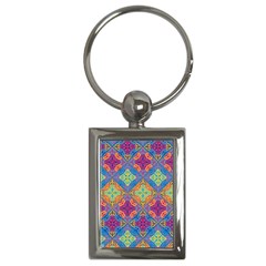 Colorful Flora Flora Kazakh Pattern Key Chain (Rectangle)