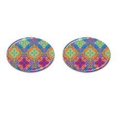 Colorful Flora Flora Kazakh Pattern Cufflinks (Oval)