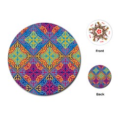 Colorful Flora Flora Kazakh Pattern Playing Cards Single Design (Round)