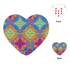 Colorful Flora Flora Kazakh Pattern Playing Cards Single Design (Heart)