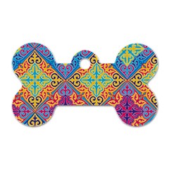 Colorful Flora Flora Kazakh Pattern Dog Tag Bone (One Side)