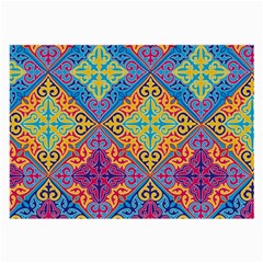 Colorful Flora Flora Kazakh Pattern Large Glasses Cloth