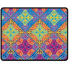 Colorful Flora Flora Kazakh Pattern Fleece Blanket (Medium)