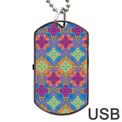 Colorful Flora Flora Kazakh Pattern Dog Tag USB Flash (One Side)