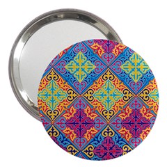 Colorful Flora Flora Kazakh Pattern 3  Handbag Mirrors