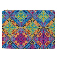 Colorful Flora Flora Kazakh Pattern Cosmetic Bag (xxl) by Cemarart