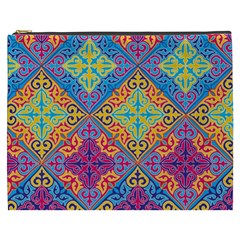 Colorful Flora Flora Kazakh Pattern Cosmetic Bag (XXXL)