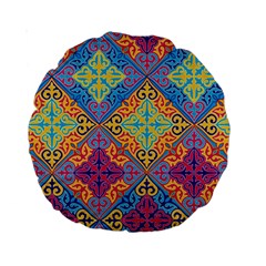 Colorful Flora Flora Kazakh Pattern Standard 15  Premium Round Cushions