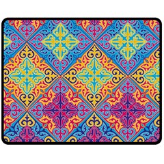 Colorful Flora Flora Kazakh Pattern Two Sides Fleece Blanket (Medium)