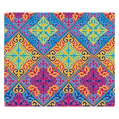 Colorful Flora Flora Kazakh Pattern Two Sides Premium Plush Fleece Blanket (Small)