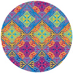 Colorful Flora Flora Kazakh Pattern Wooden Puzzle Round