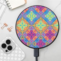 Colorful Flora Flora Kazakh Pattern Wireless Fast Charger(black) by Cemarart