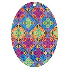 Colorful Flora Flora Kazakh Pattern UV Print Acrylic Ornament Oval