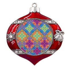 Colorful Flora Flora Kazakh Pattern Metal Snowflake And Bell Red Ornament