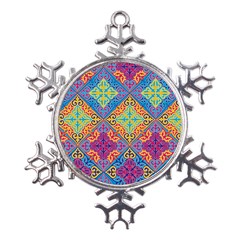 Colorful Flora Flora Kazakh Pattern Metal Large Snowflake Ornament