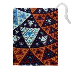 Fractal Triangle Geometric Abstract Pattern Drawstring Pouch (4xl) by Cemarart