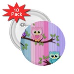 Owls Family Stripe Tree 2.25  Buttons (10 pack)  Front