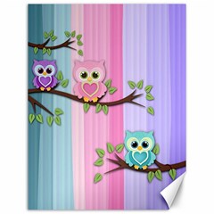 Owls Family Stripe Tree Canvas 12  X 16  by Bedest