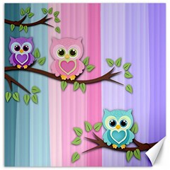 Owls Family Stripe Tree Canvas 20  X 20  by Bedest