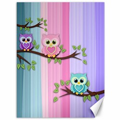 Owls Family Stripe Tree Canvas 36  X 48  by Bedest