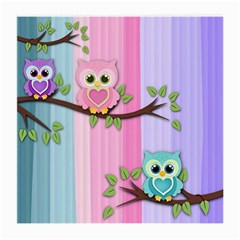 Owls Family Stripe Tree Medium Glasses Cloth (2 Sides) by Bedest