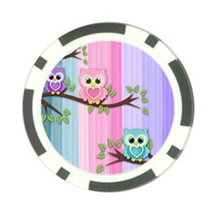 Owls Family Stripe Tree Poker Chip Card Guard by Bedest