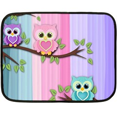 Owls Family Stripe Tree Two Sides Fleece Blanket (mini) by Bedest