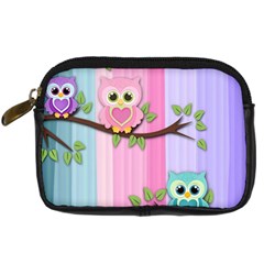 Owls Family Stripe Tree Digital Camera Leather Case by Bedest