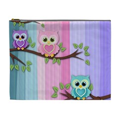 Owls Family Stripe Tree Cosmetic Bag (xl) by Bedest