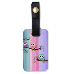 Owls Family Stripe Tree Luggage Tag (one Side) by Bedest