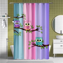 Owls Family Stripe Tree Shower Curtain 48  X 72  (small)  by Bedest