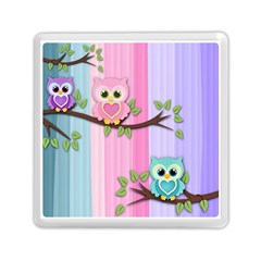 Owls Family Stripe Tree Memory Card Reader (square) by Bedest