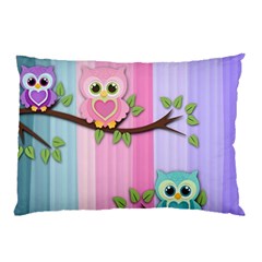 Owls Family Stripe Tree Pillow Case (two Sides) by Bedest