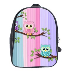 Owls Family Stripe Tree School Bag (xl) by Bedest